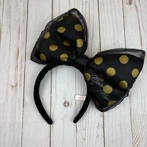 Tokyo Disney Resort Minnie Mouse bow headband Black & Gold Polka Dot Costume